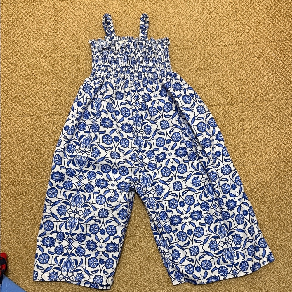 Cara Cara 2T Blue and White Floral Kids Jumpsuit